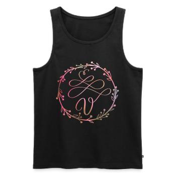 Monogram, letter V, calligraphy ornament - Men's Premium Organic Tank Top - black - Front - AI Model Male 178 light (178cm)