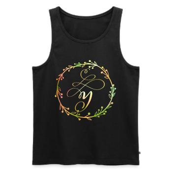 Monogram, letter Y, calligraphy ornament - Men's Premium Organic Tank Top - black - Front - AI Model Male 178 light (178cm)