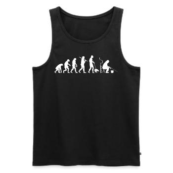 Ice Fishing Evolution Joke - Men's Premium Organic Tank Top - black - Front - AI Model Male 178 light (178cm)