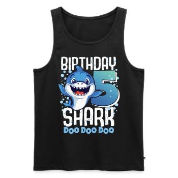 Birthday Shark 5. Geburtstag Haifisch 5 Jahre Hai - Männer Premium Bio Tank Top - Schwarz - Vorne - Michal (187cm)