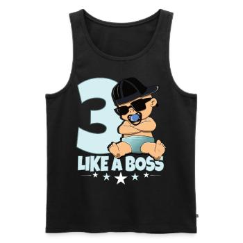 Baby Geburtstag Junge Mädchen 3 Jahre Like a Boss - Männer Premium Bio Tank Top - Schwarz - Vorne - Michal (187cm)