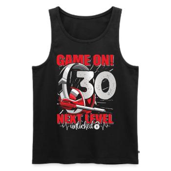 Next Level unlocked 30th Birthday Men's Gaming - Men's Premium Organic Tank Top - black - Front - AI Model Male 178 light (178cm)
