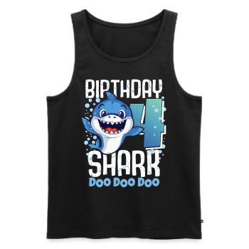 Birthday Shark 4. Geburtstag Haifisch 4 Jahre Hai - Männer Premium Bio Tank Top - Schwarz - Vorne - AI Model Male 178 light (178cm)