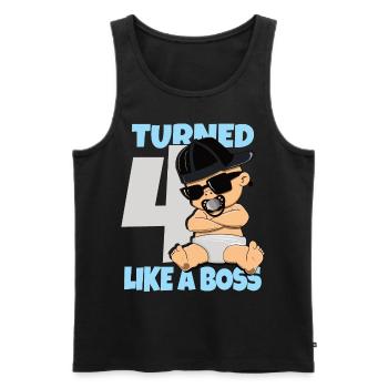 Baby Geburtstag Junge Mädchen 4 Jahre Like a Boss - Männer Premium Bio Tank Top - Schwarz - Vorne - Michal (187cm)