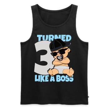 Baby Geburtstag Junge Mädchen 3 Jahre Like a Bos - Männer Premium Bio Tank Top - Schwarz - Vorne - Michal (187cm)