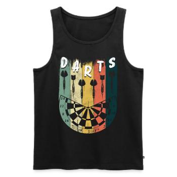 Retro Dart Motifs & Vintage Dartboard 180 Dart - Men's Premium Organic Tank Top - black - Front - AI Model Male 178 light (178cm)
