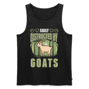 Facilement distrait par les chèvres Ziegenwirt Goat - Débardeur bio Premium Homme - noir - Devant - Michal (187cm)
