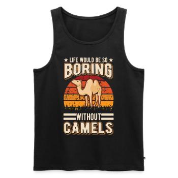 Kamel Geschenk Dromedar Camel Großkamel - Männer Premium Bio Tank Top - Schwarz - Vorne - Michal (187cm)