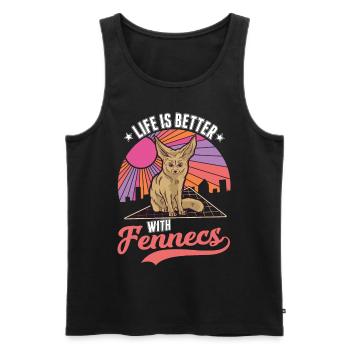 Das Leben ist besser mit einem Fennek - Männer Premium Bio Tank Top - Schwarz - Vorne - Michal (187cm)