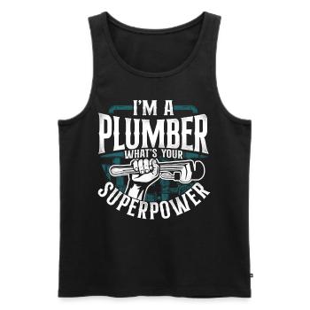 Plombier de plomberie vintage Je suis un - Débardeur bio Premium Homme - noir - Devant - Michal (187cm)
