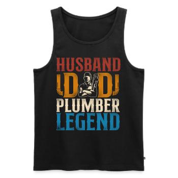 Plumbing Plumber Dad Vintage Retro - Men's Premium Organic Tank Top - black - Front - AI Model Male 178 light (178cm)