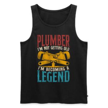 Plombier plombier retraité vintage - Débardeur bio Premium Homme - noir - Devant - Michal (187cm)