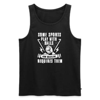 Arm wrestling tree felling weight training Armwrestling - Men's Premium Organic Tank Top - black - Front - Michal (187cm)