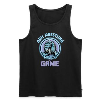 Arm wrestling tree felling weight training Armwrestling - Men's Premium Organic Tank Top - black - Front - AI Model Male 178 light (178cm)