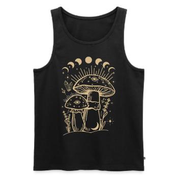 Boho Mushrooms & Minimalism Goblincore Aesthetic - Men's Premium Organic Tank Top - black - Front - AI Model Male 178 light (178cm)