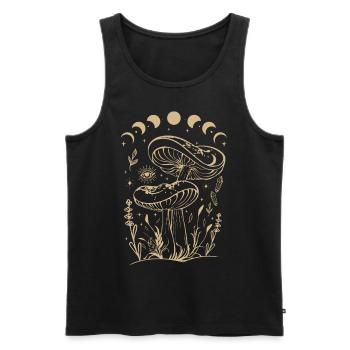 Boho Mushrooms & Minimalism Goblincore Aesthetic - Men's Premium Organic Tank Top - black - Front - AI Model Male 178 light (178cm)