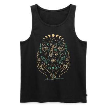 Boho Mushrooms & Minimalism Goblincore Aesthetic - Men's Premium Organic Tank Top - black - Front - AI Model Male 178 light (178cm)