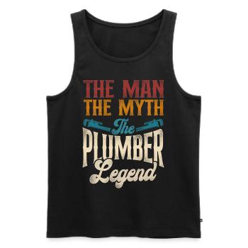 Plumbing Plumber Dad Vintage Retro - Men's Premium Organic Tank Top - black - Front - AI Model Male 178 light (178cm)