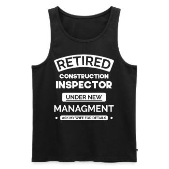 Retired Building Inspector - Men's Premium Organic Tank Top - black - Front - AI Model Male 178 light (178cm)