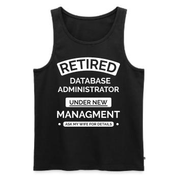Retired database administrator - Men's Premium Organic Tank Top - black - Front - AI Model Male 178 light (178cm)