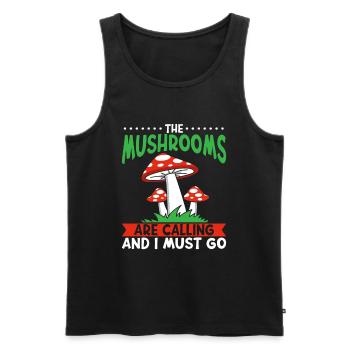 The Mushrooms Are Calling and i must go Mushroom Mushrooms - Men's Premium Organic Tank Top - black - Front - AI Model Male 178 light (178cm)
