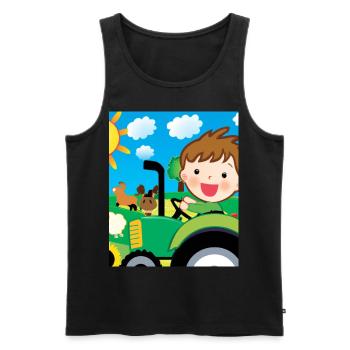 Grüner Traktor Geburtstag Bauernhof Tiere - Männer Premium Bio Tank Top - Schwarz - Vorne - Michal (187cm)