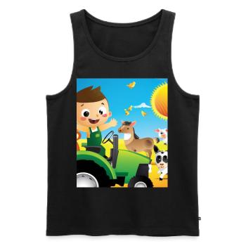 Grüner Traktor Geburtstag Bauernhof Tiere - Männer Premium Bio Tank Top - Schwarz - Vorne - Michal (187cm)
