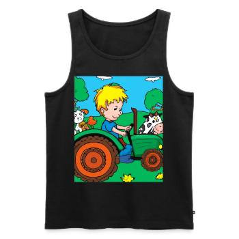 Grüner Traktor Geburtstag Bauernhof Tiere - Männer Premium Bio Tank Top - Schwarz - Vorne - Michal (187cm)