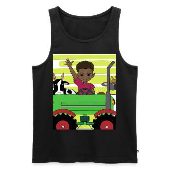 Green Tractor Birthday Anime Farm Animals - Men's Premium Organic Tank Top - black - Front - Michal (187cm)