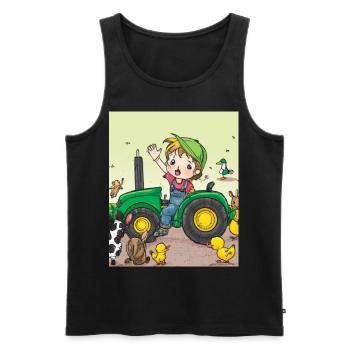 Green Tractor Birthday Anime Farm Animals - Men's Premium Organic Tank Top - black - Front - Michal (187cm)