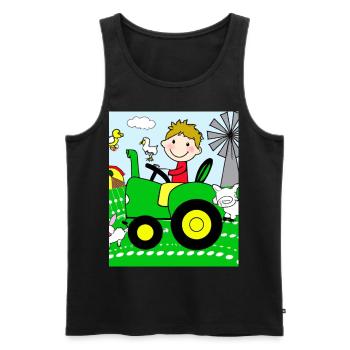 Grüner Traktor Geburtstag Bauernhof Tiere - Männer Premium Bio Tank Top - Schwarz - Vorne - Michal (187cm)