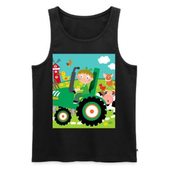 Grüner Traktor Geburtstag Bauernhof Tiere - Männer Premium Bio Tank Top - Schwarz - Vorne - Michal (187cm)