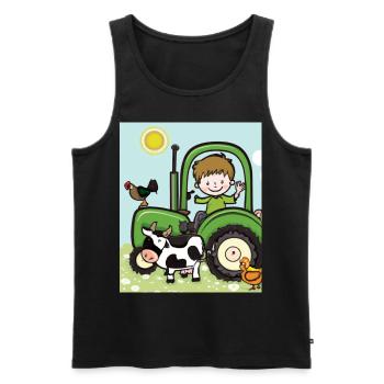 Grüner Traktor Geburtstag Bauernhof Tiere - Männer Premium Bio Tank Top - Schwarz - Vorne - Michal (187cm)