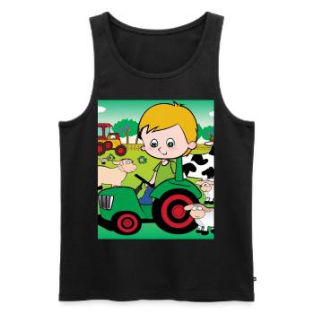 Grüner Traktor Geburtstag Bauernhof Tiere - Männer Premium Bio Tank Top - Schwarz - Vorne - Michal (187cm)
