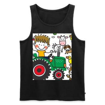 Grüner Traktor Geburtstag Bauernhof Tiere - Männer Premium Bio Tank Top - Schwarz - Vorne - Michal (187cm)