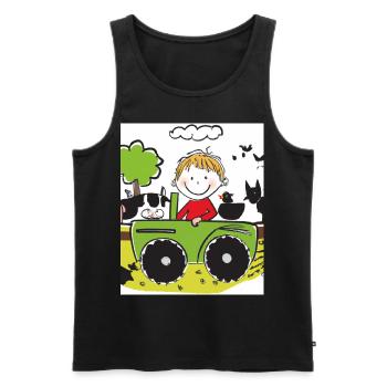 Grüner Traktor Geburtstag Bauernhof Tiere - Männer Premium Bio Tank Top - Schwarz - Vorne - Michal (187cm)