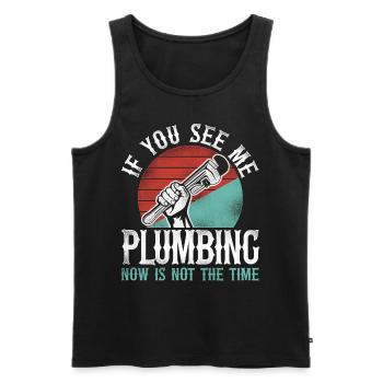 Plumbing Plumber Vintage Retro If - Men's Premium Organic Tank Top - black - Front - AI Model Male 178 light (178cm)