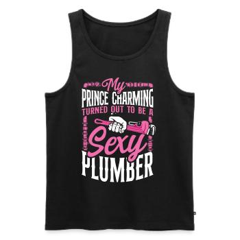 Plumbing Plumber My Prince - Men's Premium Organic Tank Top - black - Front - Michal (187cm)