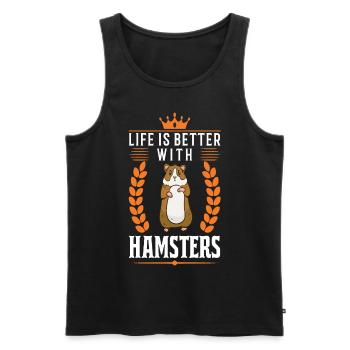 La vie est meilleure avec un hamster - Débardeur bio Premium Homme - noir - Devant - Michal (187cm)