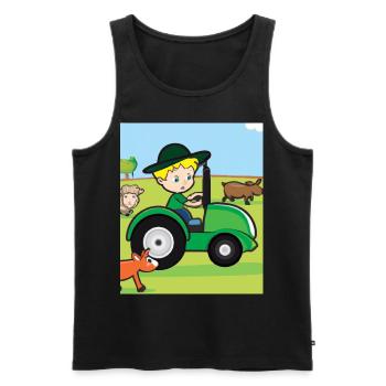 Grüner Traktor Geburtstag Bauernhof Tiere - Männer Premium Bio Tank Top - Schwarz - Vorne - Michal (187cm)