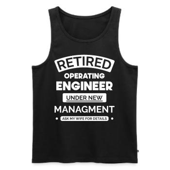Retired engineer - Men's Premium Organic Tank Top - black - Front - AI Model Male 178 light (178cm)