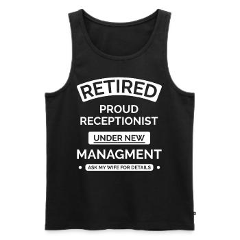 Retired receptionist - Men's Premium Organic Tank Top - black - Front - AI Model Male 178 light (178cm)
