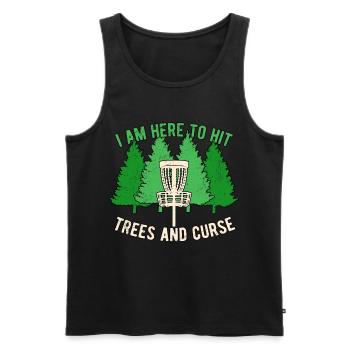Disc Golf Discgolf ici pour frapper les arbres et maudire - Débardeur bio Premium Homme - noir - Devant - Michal (187cm)