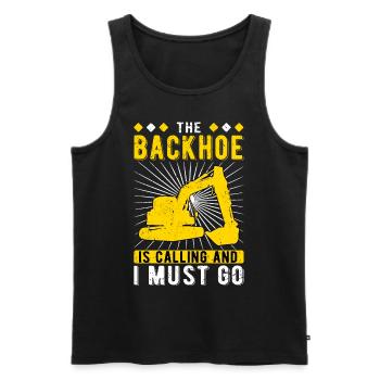 Excavator driver Backhoe Is calling - Men's Premium Organic Tank Top - black - Front - AI Model Male 178 light (178cm)