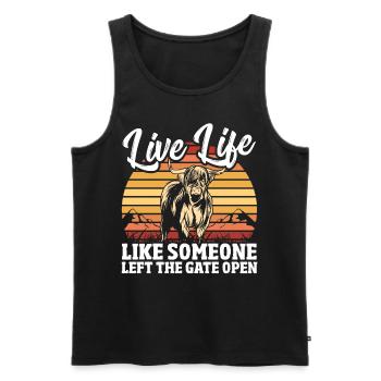 Live Life Like Someone Left The Gate Open - Men's Premium Organic Tank Top - black - Front - Michal (187cm)