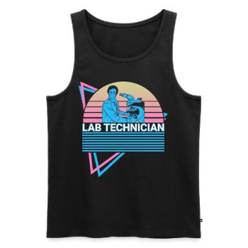 Technicien de laboratoire Rétro - Débardeur bio Premium Homme - noir - Devant - AI Model Male 178 light (178cm)