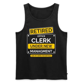 Retired office worker - Men's Premium Organic Tank Top - black - Front - Michal (187cm)