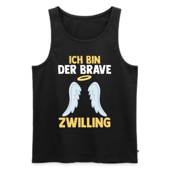 Zwillingsgeschwister Braver Zwilling Zwillinge - Männer Premium Bio Tank Top - Schwarz - Vorne - AI Model Male 178 light (178cm)