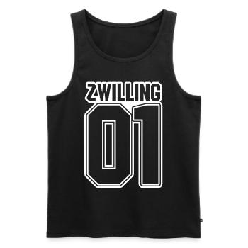 Zwillingsgeschwister Zwilling Zwillinge - Männer Premium Bio Tank Top - Schwarz - Vorne - AI Model Male 178 light (178cm)