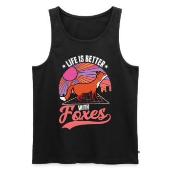 Das Leben ist besser mit einem Fuchs - Männer Premium Bio Tank Top - Schwarz - Vorne - Michal (187cm)